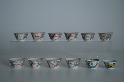 A lot of 33 Chinese famille rose cups and 27 saucers, Yongzheng/Qianlong