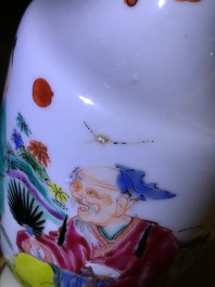 Une paire de vases en porcelaine de Chine famille rose mont&eacute;s comme candelabres, Yongzheng