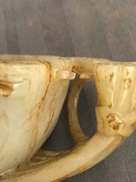 A Chinese lotus-shaped russet jade libation cup, 18/19th C.