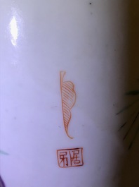 Une paire de vases en porcelaine de Chine famille rose mont&eacute;s comme candelabres, Yongzheng