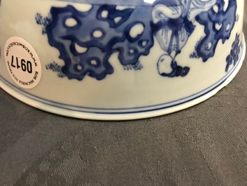 A Chinese blue and white 'Cao sisters' bowl, Chenghua mark, Kangxi