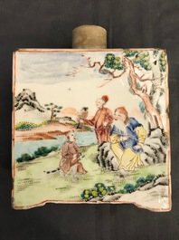 A square Chinese famille rose tea caddy and cover, Qianlong