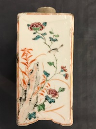 A square Chinese famille rose tea caddy and cover, Qianlong