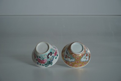 A lot of 33 Chinese famille rose cups and 27 saucers, Yongzheng/Qianlong