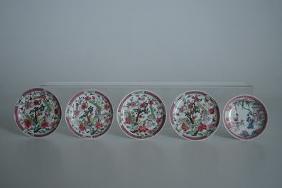 A lot of 33 Chinese famille rose cups and 27 saucers, Yongzheng/Qianlong
