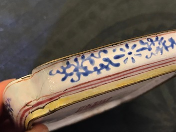 Quatre soucoupes de forme carr&eacute; en &eacute;maux de Canton, Qianlong