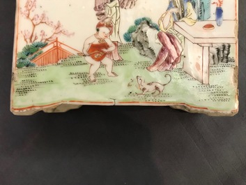 A square Chinese famille rose tea caddy and cover, Qianlong
