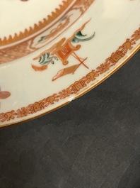 Een paar Chinese verte-Imari soepborden met wapen van Yonge voor de Engelse markt, Yongzheng
