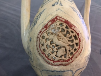 A Vietnamese blue, white and red ewer, Hoi An Hoard, 15th C.