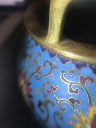 A Chinese cloisonn&eacute; tripod incense burner, Qianlong mark, 18/19th C.