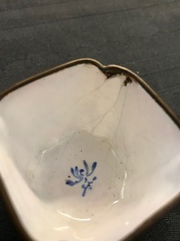 Four Chinese Canton enamel saucers and three cups, Qianlong