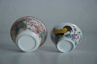 A lot of 33 Chinese famille rose cups and 27 saucers, Yongzheng/Qianlong