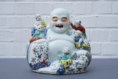A Chinese famille rose model of Buddha, 19/20th C.