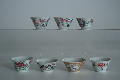 A lot of 33 Chinese famille rose cups and 27 saucers, Yongzheng/Qianlong