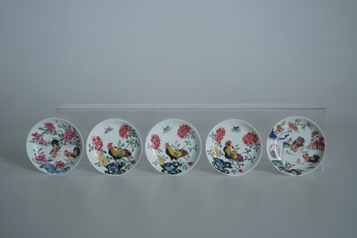 A lot of 33 Chinese famille rose cups and 27 saucers, Yongzheng/Qianlong