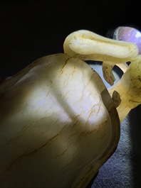 A Chinese lotus-shaped russet jade libation cup, 18/19th C.