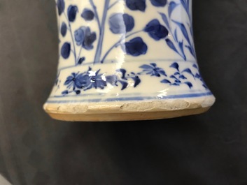 A Chinese blue and white five-piece garniture with dragons, Kangxi marks, 19th C.