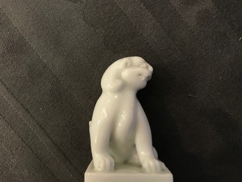 A pair of Chinese Dehua blanc de Chine seals with lions, impressed sealmarks, Kangxi
