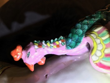 A rare Chinese famille rose phoenix-handle 'Immortals' vase, 19th C.