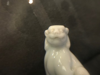 A pair of Chinese Dehua blanc de Chine seals with lions, impressed sealmarks, Kangxi
