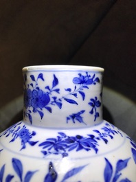A Chinese blue and white five-piece garniture with dragons, Kangxi marks, 19th C.