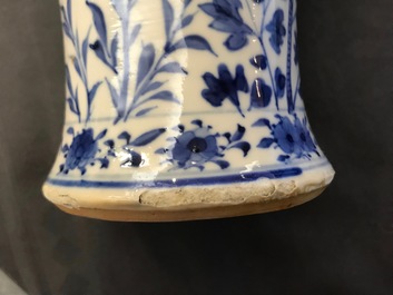 A Chinese blue and white five-piece garniture with dragons, Kangxi marks, 19th C.