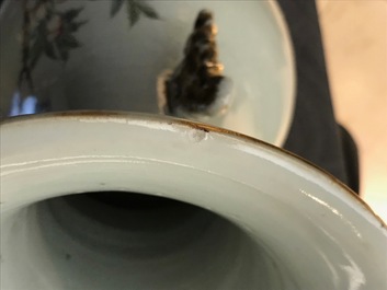 A Chinese famille rose vase with the immortal Magu with a deer, 19/20th C.