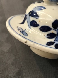 A Chinese blue and white five-piece garniture with dragons, Kangxi marks, 19th C.
