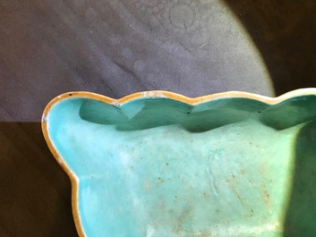 Two Chinese famille rose bowls and a wall hanging vase, 19th C.