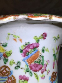 Two Chinese famille rose vases with court scenes, 19th C.