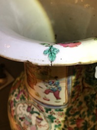 Two Chinese famille rose vases with court scenes, 19th C.