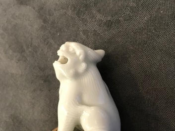 A pair of Chinese Dehua blanc de Chine seals with lions, impressed sealmarks, Kangxi