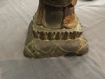 A large Chinese gilt bronze figure of Mahakasyapa, Ming