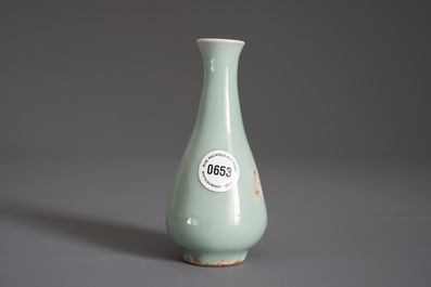 A Chinese qingbai bottle vase, Yuan or Ming