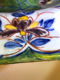 A polychrome Dutch Delft candlestick, 18th C.