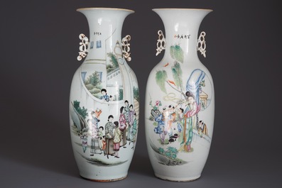 Two Chinese famille rose vases, 19/20th C.
