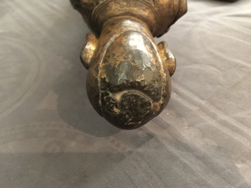 A large Chinese gilt bronze figure of Mahakasyapa, Ming