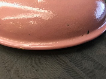 A gilt bronze-mounted monochrome pink bowl and cover, Samson, Paris, 19th C.