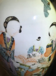 Two Chinese famille rose and qianjiang cai vases, 19th C.