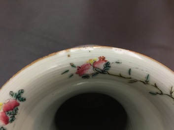 Two Chinese famille rose vases and a pair of Straits or Peranakan vases, 19th C.