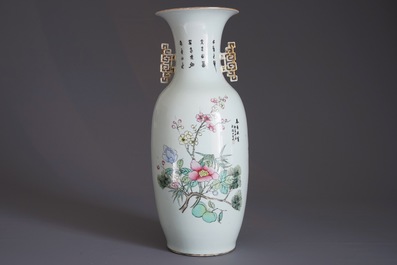 A Chinese famille rose 'Immortals' vase, 19/20th C.