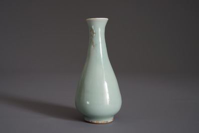 A Chinese qingbai bottle vase, Yuan or Ming