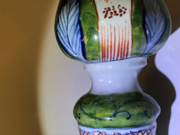 A polychrome Dutch Delft candlestick, 18th C.