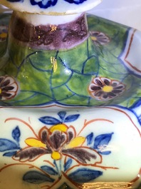 A polychrome Dutch Delft candlestick, 18th C.