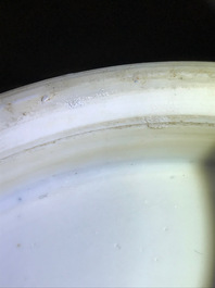 Three large Chinese blue and white bowls, Kangxi