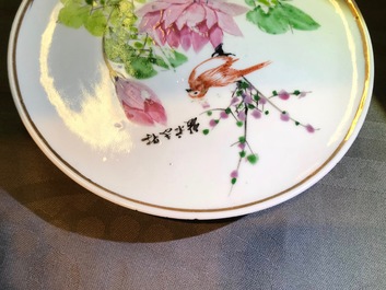 Neuf pi&egrave;ces en porcelaine de Chine qianjiang cai, 19/20&egrave;me