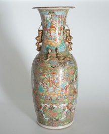 A large Chinese Canton famille rose vase, 19th C.