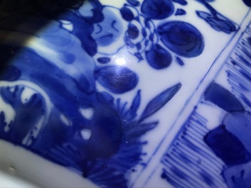 Three large Chinese blue and white bowls, Kangxi