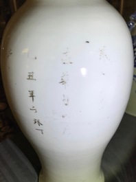 Five Chinese famille rose and blue and white vases, 19/20th C.