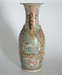 A large Chinese Canton famille rose vase, 19th C.